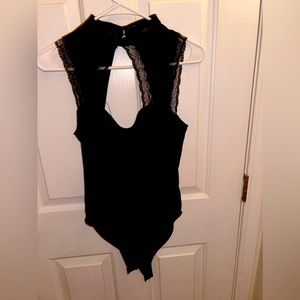 Black velvet body suit